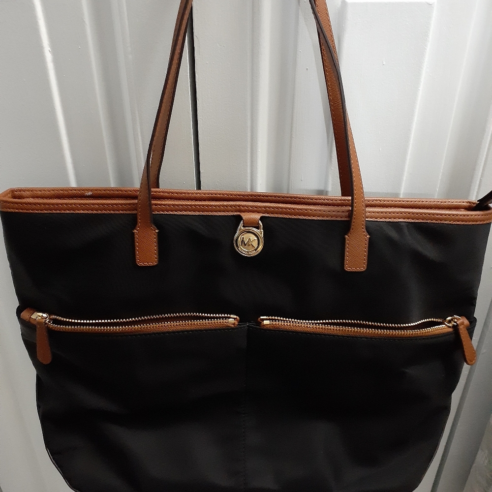 Michael Kors black and brown tote bag